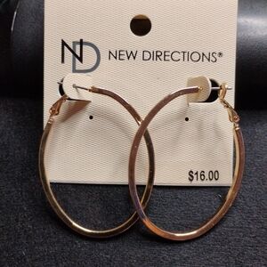New Directions Oblong Gold Tone Modern Earrings
